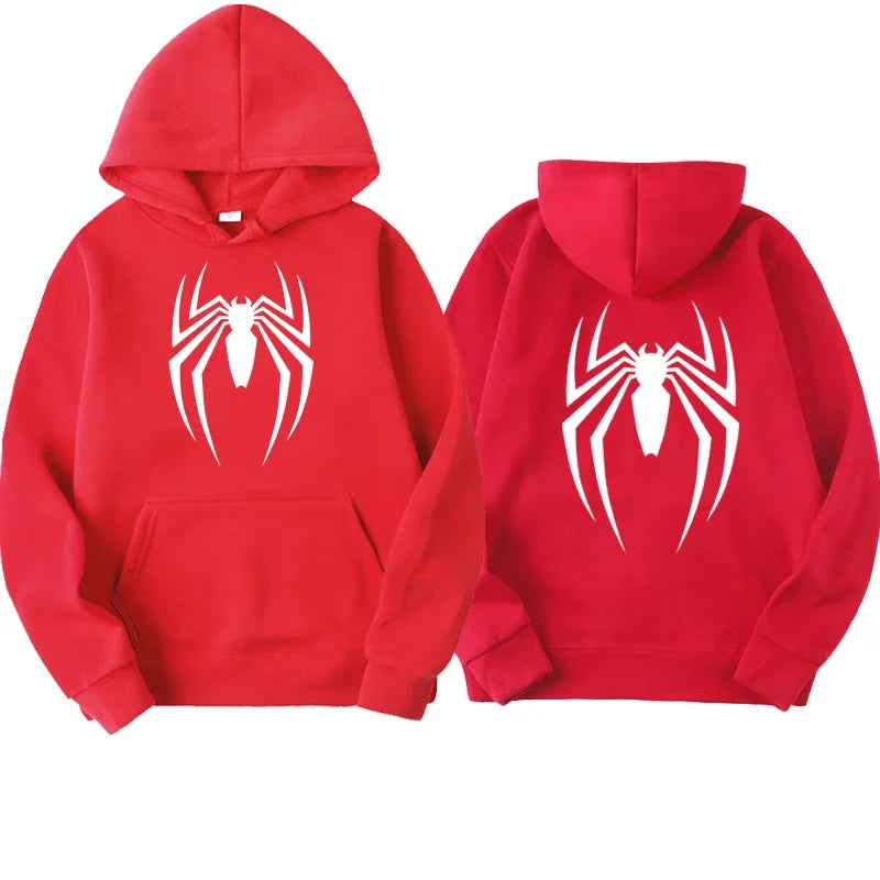 Sweat à capuche pour hommes, mode de rue, imprimé araignée, polaire, décontracté, drôle, ample, spiderman, vêtements pour hommes, nouvelle collection 2024