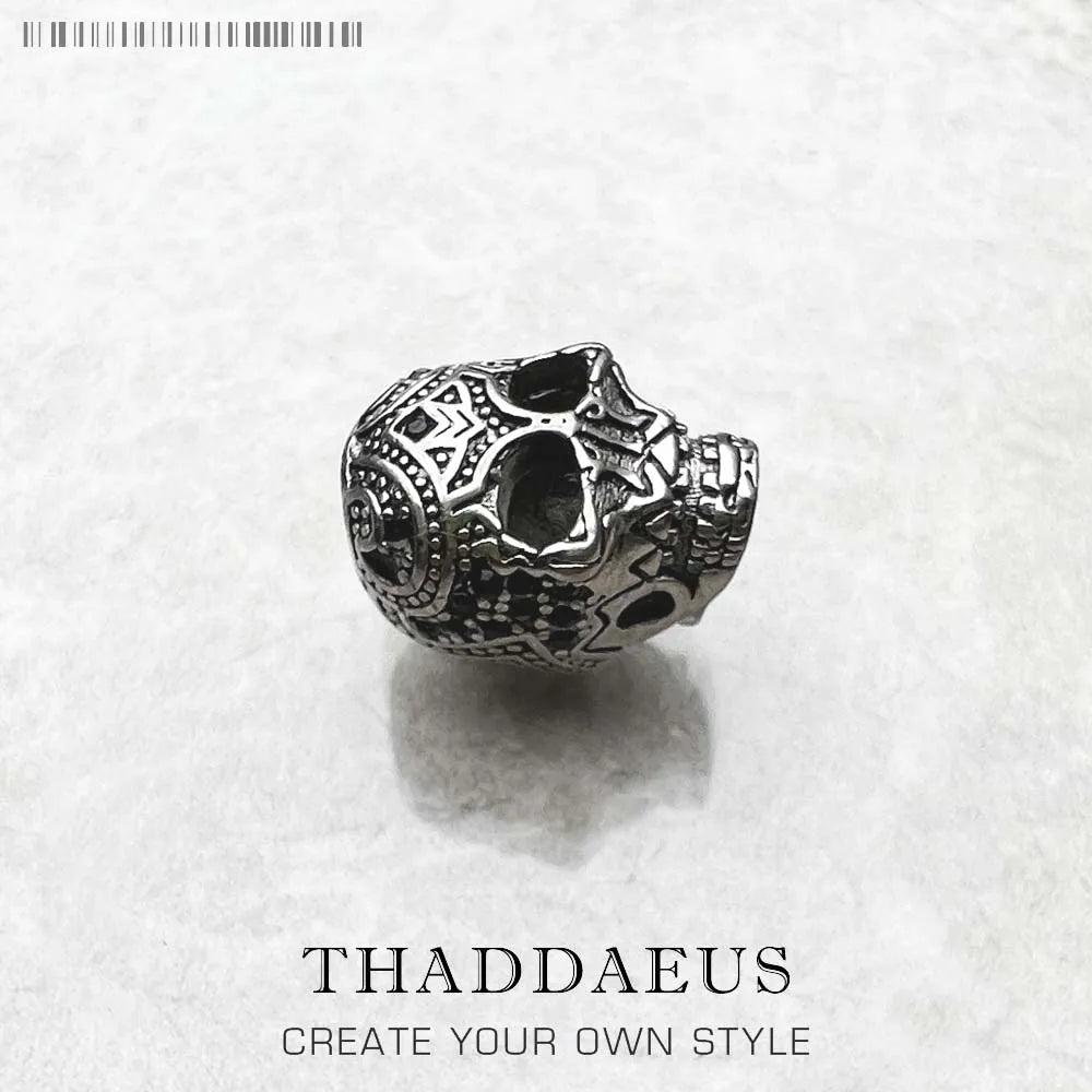 Perles crâne noir roi été nouveau 925 en argent Sterling Punk charme bijoux accessoires cadeau pour femmes et hommes