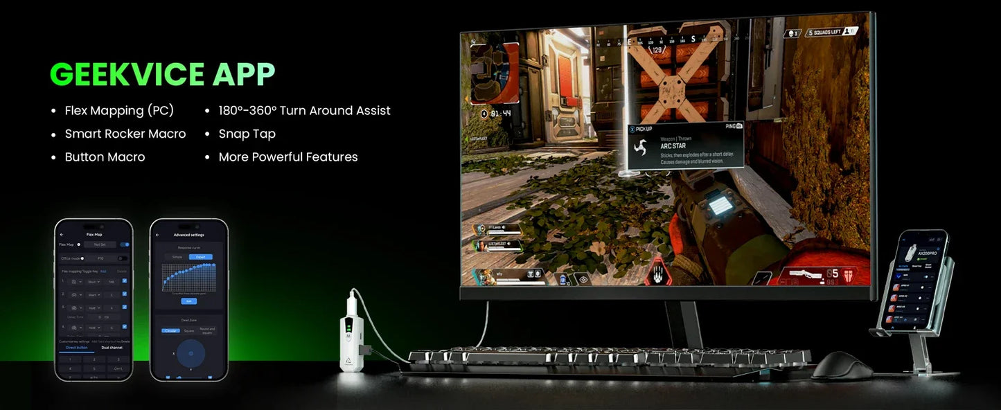 AIMZENIX AX200PRO Keyboard and Mouse Adapter, High Performance Converter | Compatible with Popular FPS Games | PC and NS Platforms