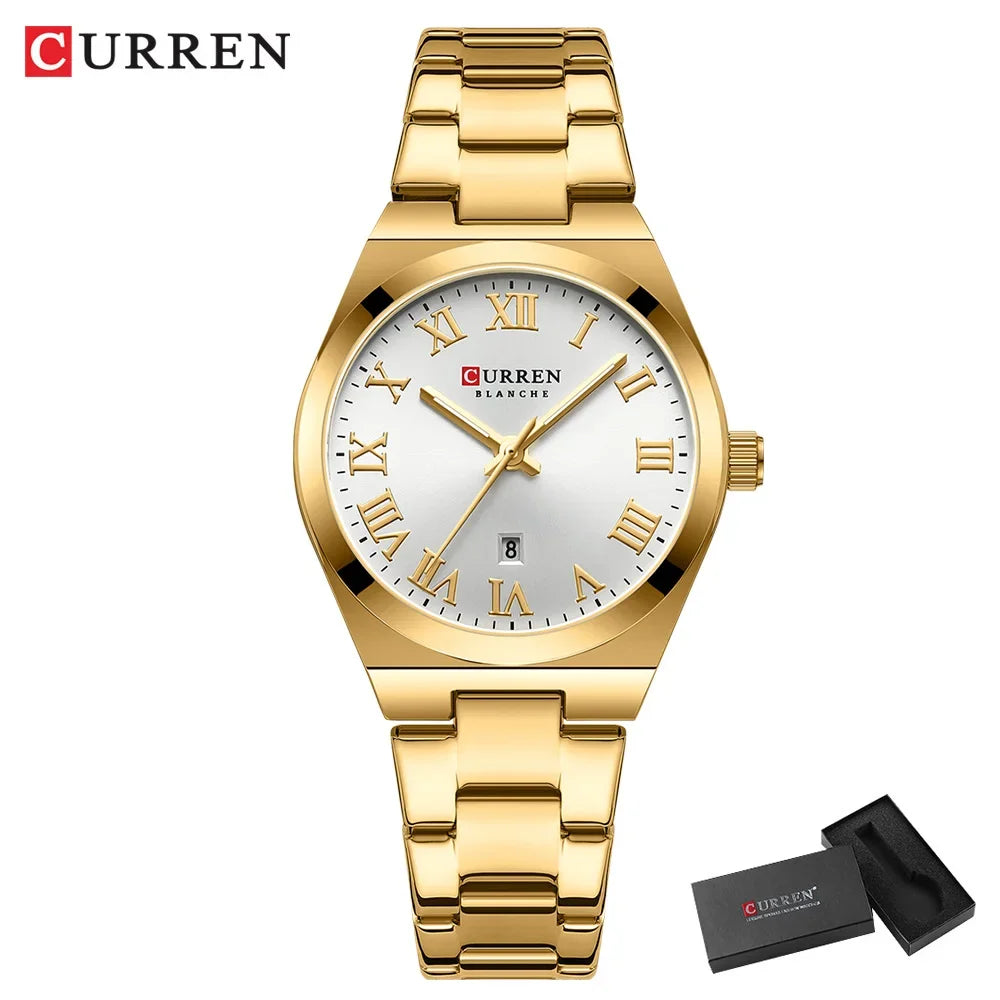 CURREN montre femmes, Bracelet en acier inoxydable montres analogiques Date