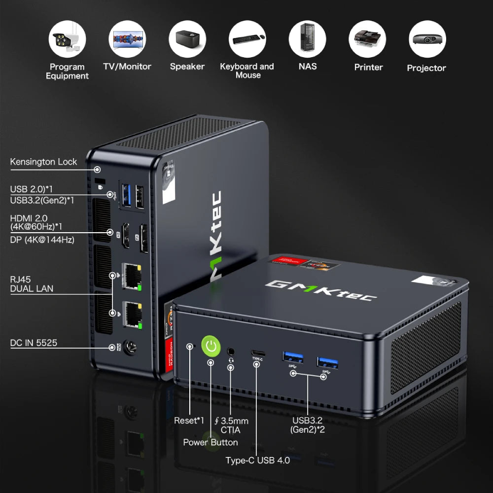 GMKtec M6 Mini PC AMD R5 6600H 6 cœurs 12 fils ordinateur 16GB DDR5 512GB PCIe 3.0 SSD WiFi 6 BT5.2 Mini PC ordinateur de bureau