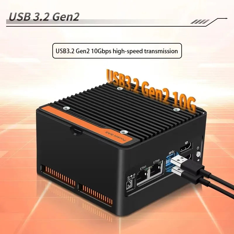 Mini PC Intel 3 Nlix N305 N150 N100 DDR5 2.5 2xUSv1.2 2xHDMI2.0, 4xM.2 NVMe Slot, Pare-feu, Ordinateur NAS de poche 2xi226 V 4800G, Nouveau