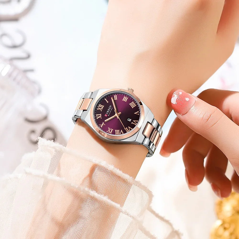 CURREN montre femmes, Bracelet en acier inoxydable montres analogiques Date
