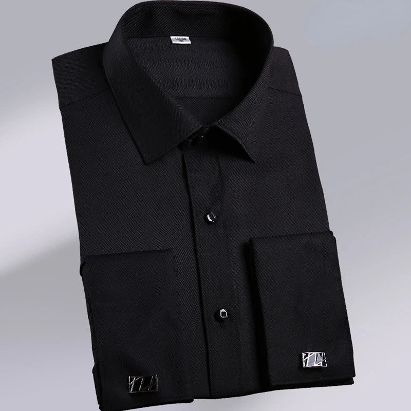 Chemise de Smoking à Manches sulfpour Homme, Tenue Décontractée, Coupe Cintrée, Couleur Unie, Document Français, Qualité