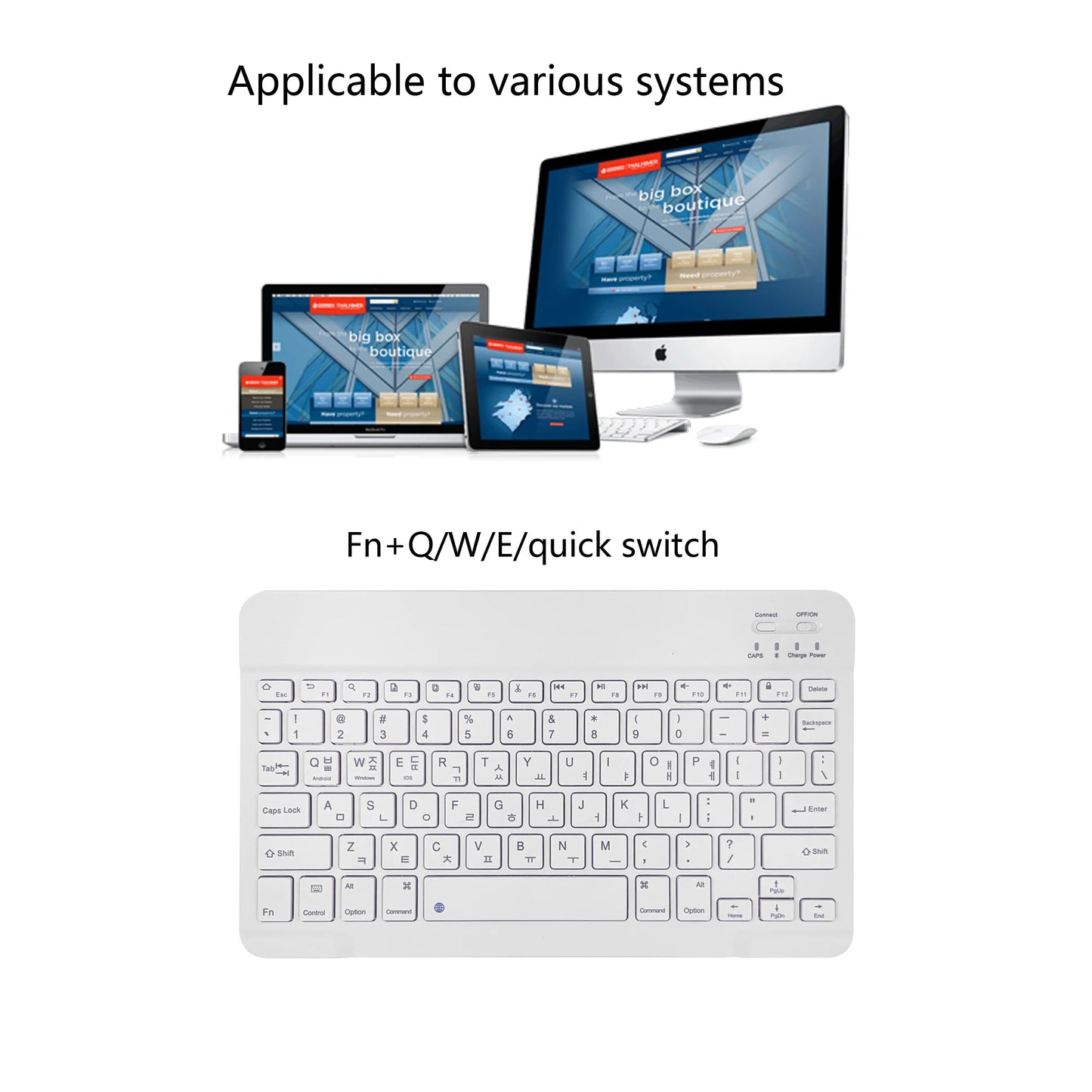 Clavier Bluetooth ultra-fin de langue coréenne à 78 touches
