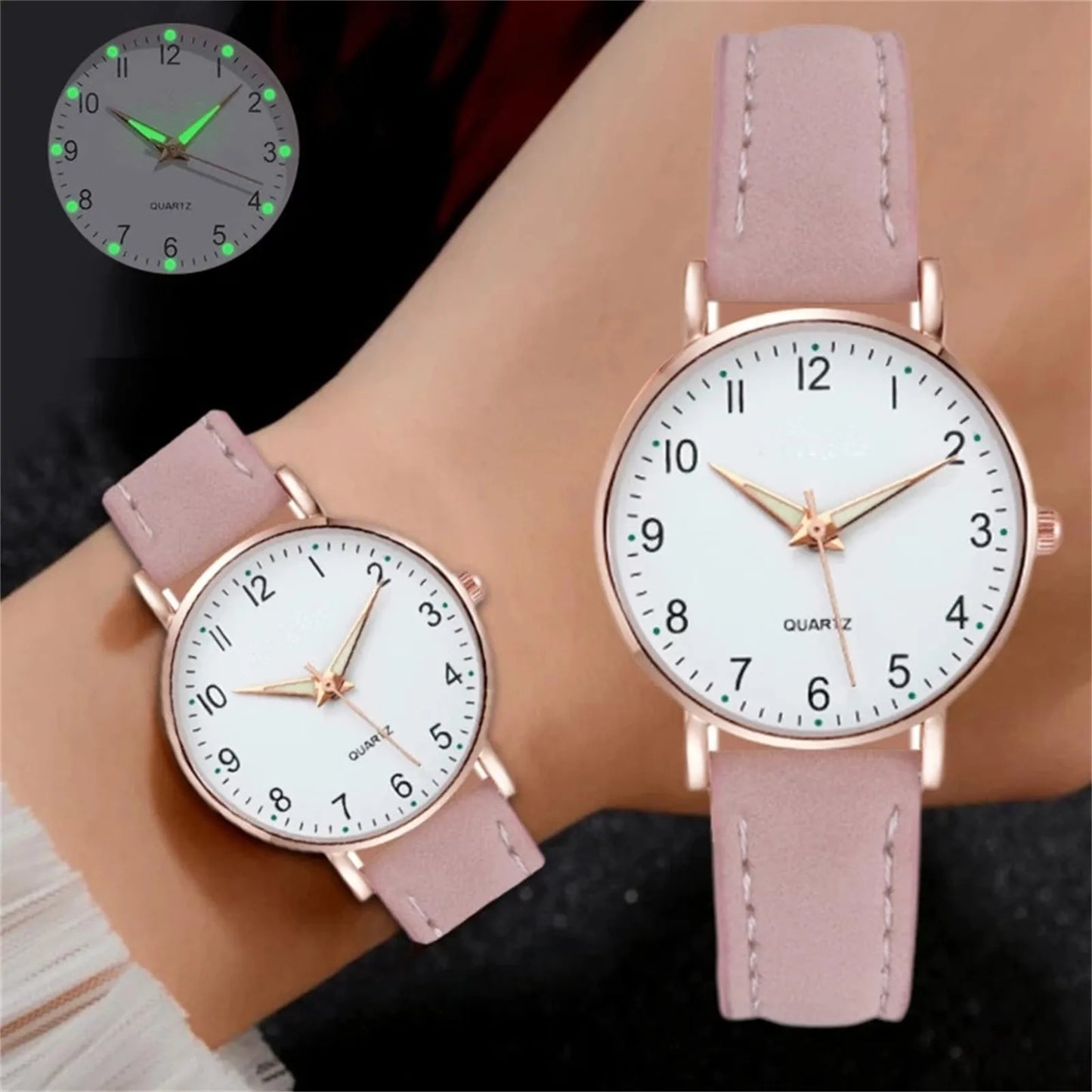 Montre-bracelet en cuir Shoous pour femme, montre simple à quartz élégante,