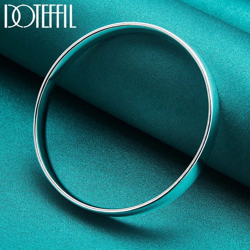 DOTEFFIL 925 argent Sterling 10mm lisse solide Bracelet bracelets pour femmes hommes mariage fiançailles fête bijoux
