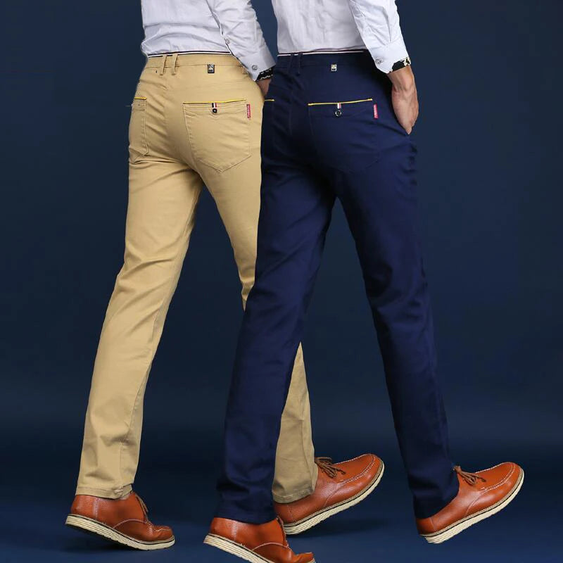 Pantalon droit en coton élastique pour hommes, coupe couvertes, style classique, surintendant de bureau, affaires, décontracté, solide, vêtements pour hommes, nouveau, 2024