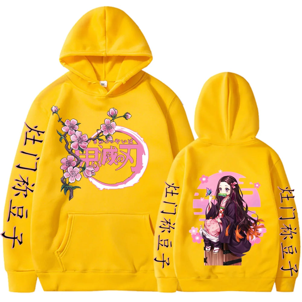 Kamado Nezuko imprimé graphique à capuche Anime Demon Slayer Streetwear hommes sweat à capuche pour femme sweat-shirt surdimensionné Harajuku unisexe pull