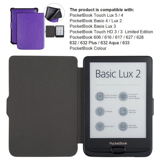 Étui en cuir pour Pocketbook Touch Lux 5 4 HD