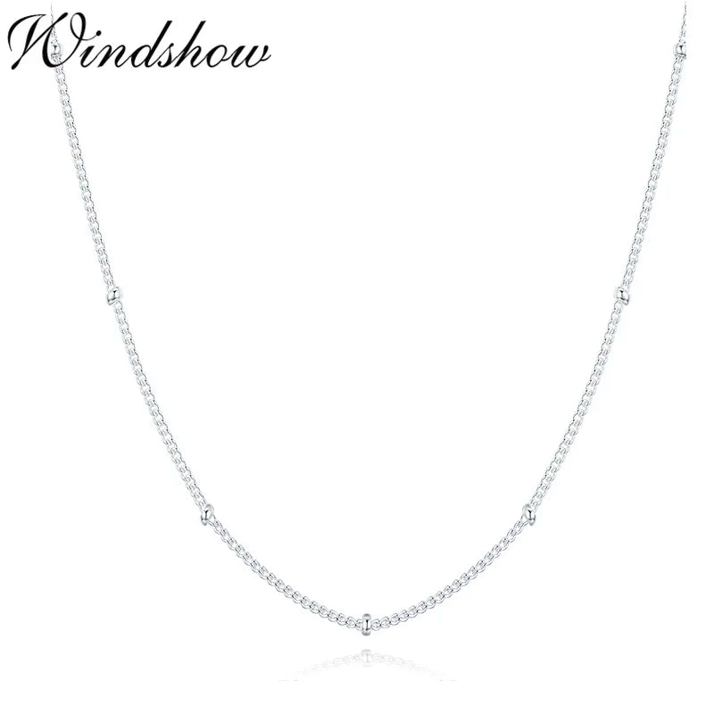 35 cm-80 cm 1mm mince pur 925 perles en argent Sterling gourmette chaîne colliers ras du cou femmes filles bijoux kolye colliers collier ketting