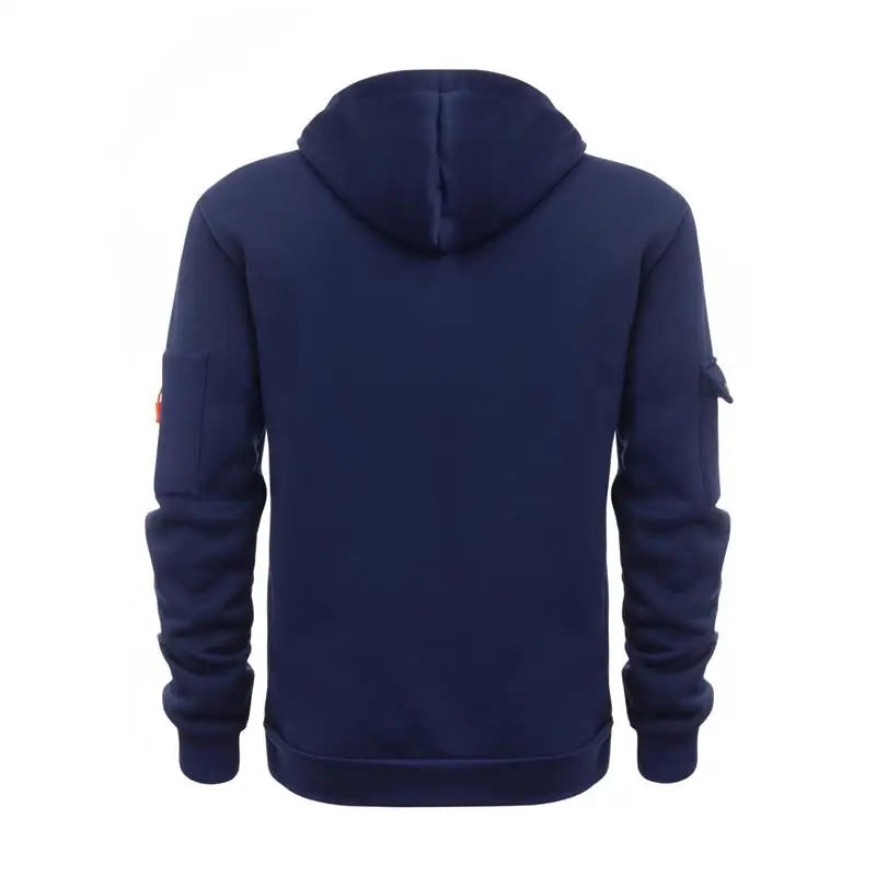 Sweats à capuche zippés multi-poches pour hommes, sweat-shirt de sport, streetwear décontracté, pull Harajuku, manches longues, monochromatique, automne, hiver