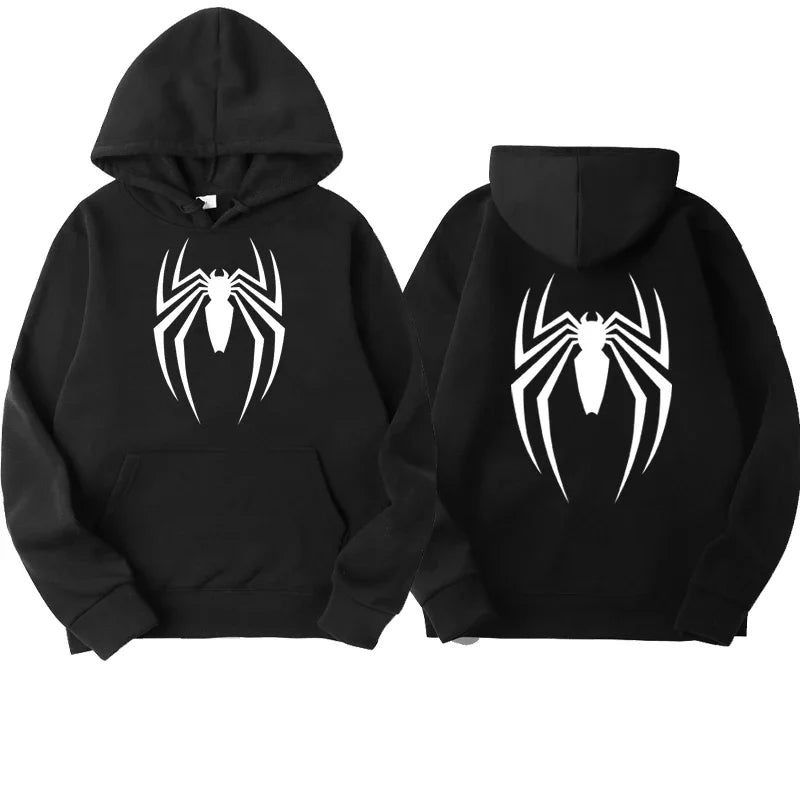 Sweat à capuche pour hommes, mode de rue, imprimé araignée, polaire, décontracté, drôle, ample, spiderman, vêtements pour hommes, nouvelle collection 2024