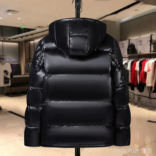 Hiver grande taille manteau hommes court épaissi chaud visage brillant grande taille noir or mode manteau décontracté 190kg 12xl vestes pour hommes