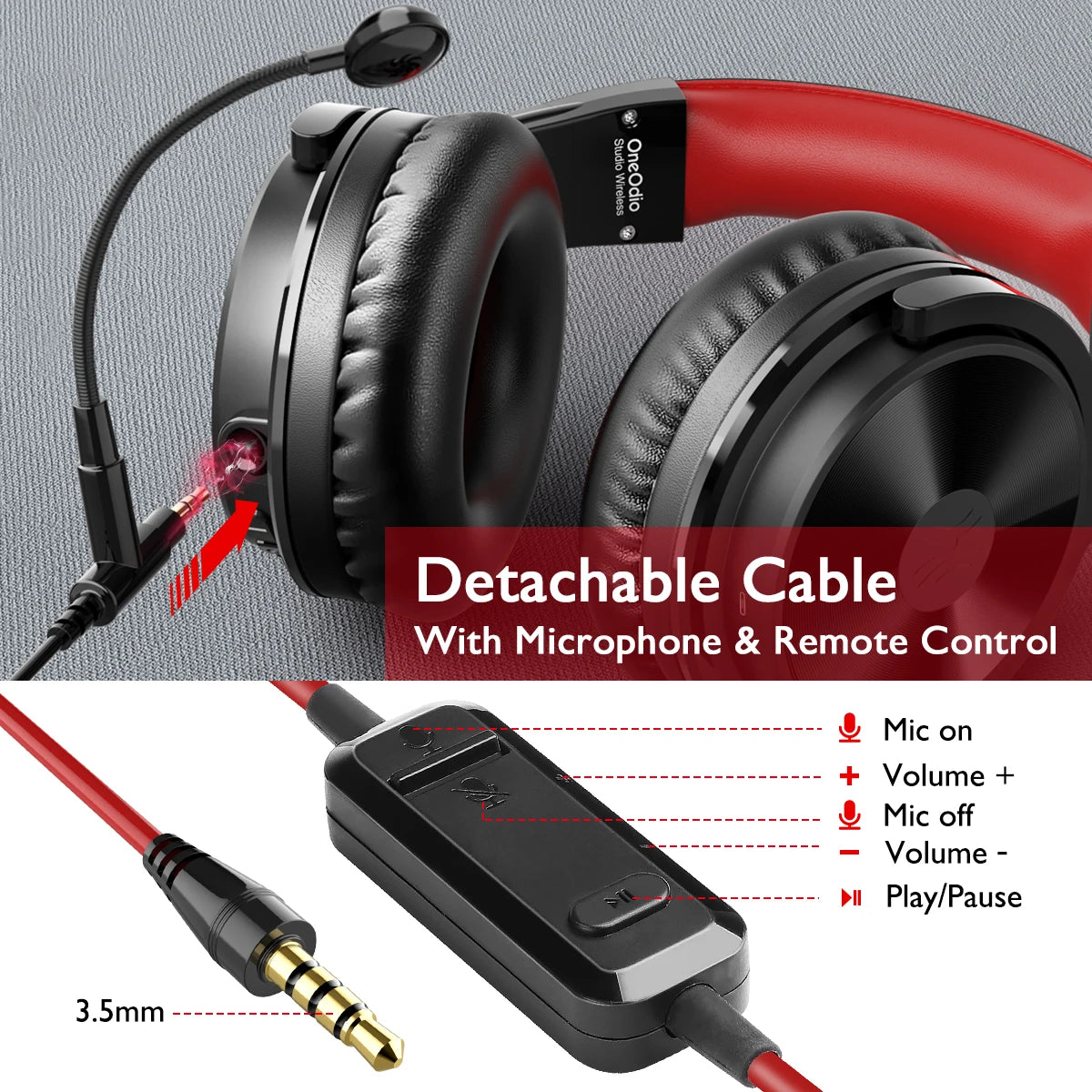 Oneodio 110h casque sans fil Bluetooth 5.2 + casque de jeu filaire 2 en 1