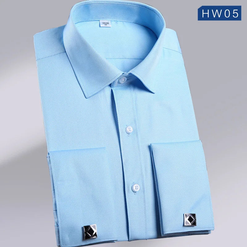 Chemise de Smoking à Manches sulfpour Homme, Tenue Décontractée, Coupe Cintrée, Couleur Unie, Document Français, Qualité