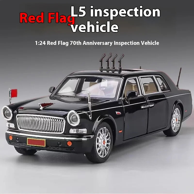 1:24 HONGQI L5 alliage Limousine Luxy voiture moulé sous pression modèle 70th anniversaire défilé voiture recueillir affichage ornement cadeau pour garçons enfant jouet