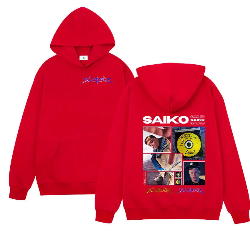 Rappeur SAIKO Tour 2025 nouveau sweat à capuche graphique hommes femmes Vintage surdimensionné sweat pulls Hip Hop gothique punk à capuche streetwear
