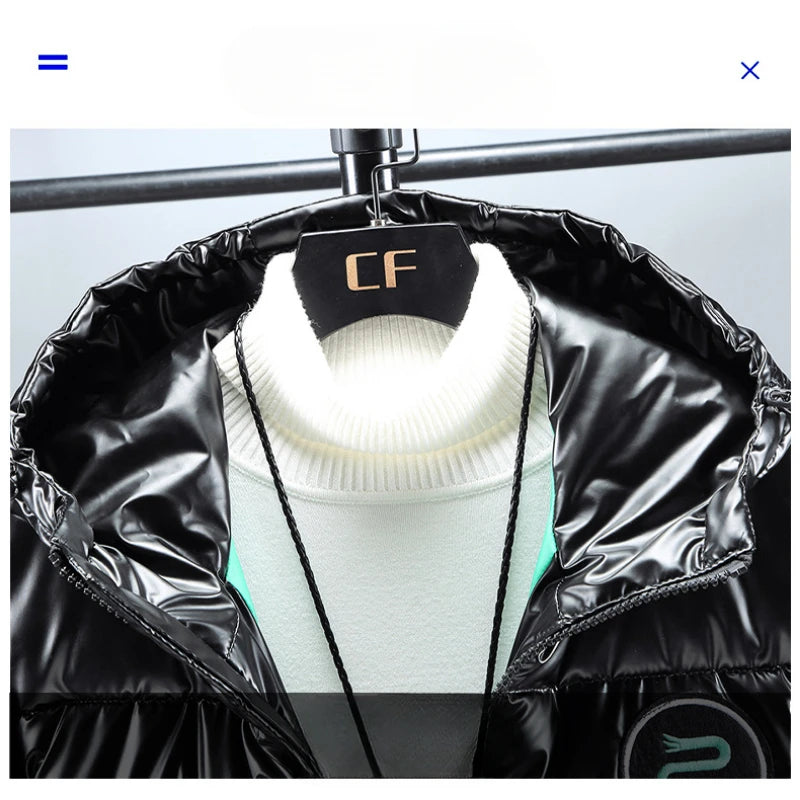 Veste imperméable à capuche pour homme, Parka longue, Chaude, Légère, Épaisse, Lisse, Brillante, Coton rembourré, CombMen, Hiver, 2024