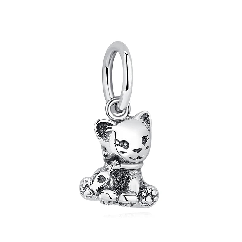 Original 925 en argent Sterling breloque perle amour chien chat patte Panda luciole pendentif breloques idéal pour bracelet colliers femmes bijoux
