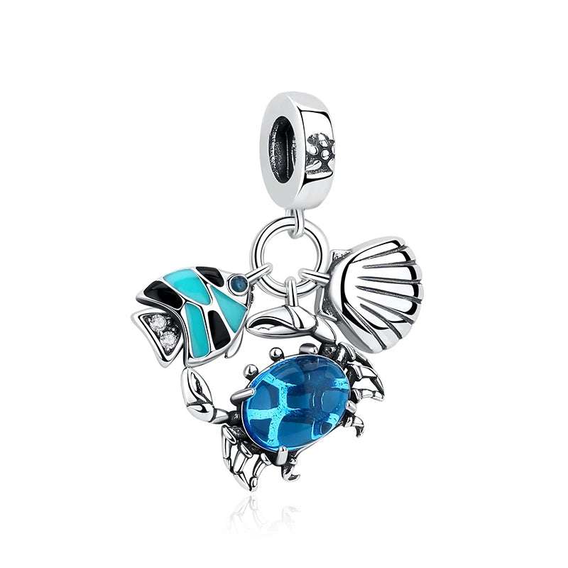 Original 925 en argent Sterling breloque perle amour chien chat patte Panda luciole pendentif breloques idéal pour bracelet colliers femmes bijoux