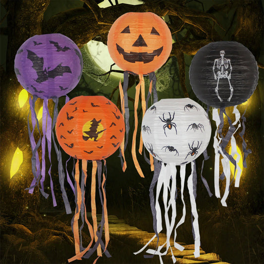Lanterne en papier pour Halloween, Hangin, fantôme de face mignon, extérieur, décoration intérieure, festival, cadeaux de fête