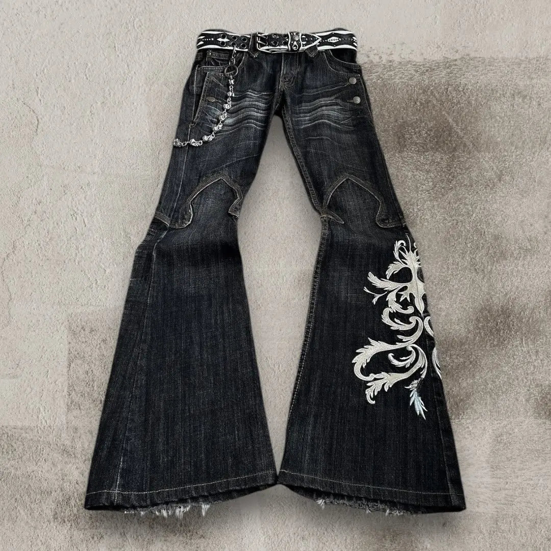 Baggy jean femmes américain Streetwear à la mode lavé Denim pantalon rétro Hip Hop haute rue cloche-bas