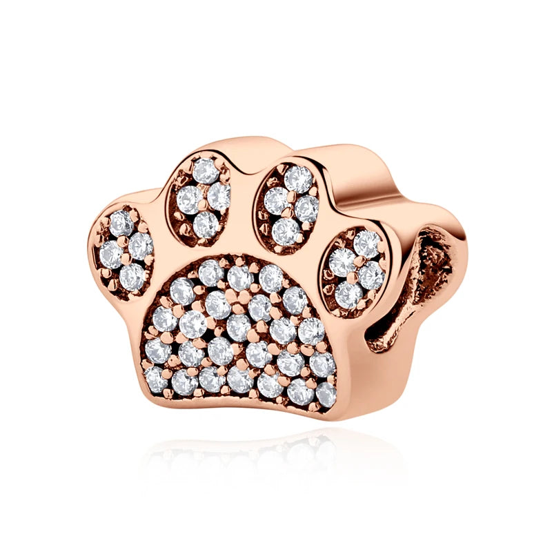Original 925 en argent Sterling breloque perle amour chien chat patte Panda luciole pendentif breloques idéal pour bracelet colliers femmes bijoux
