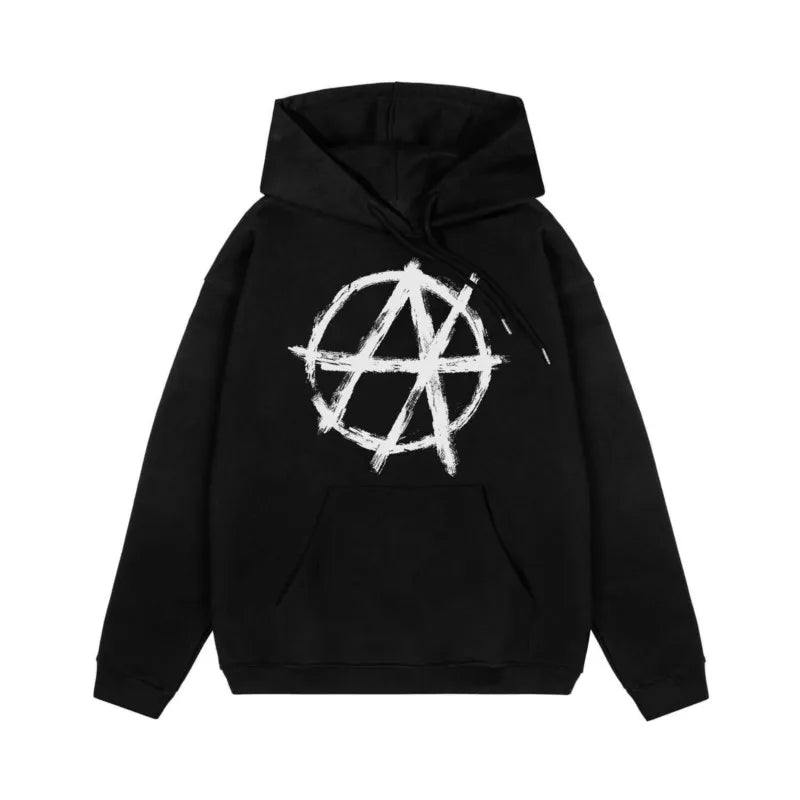 Pull à Capuche avec Imprimé Graphique Antihype pour Homme, Vêtement Streetwear, avec Fermeture Éclair, PVD, Hip Hop, Esthétique, Goth, Y2k, Harajuku