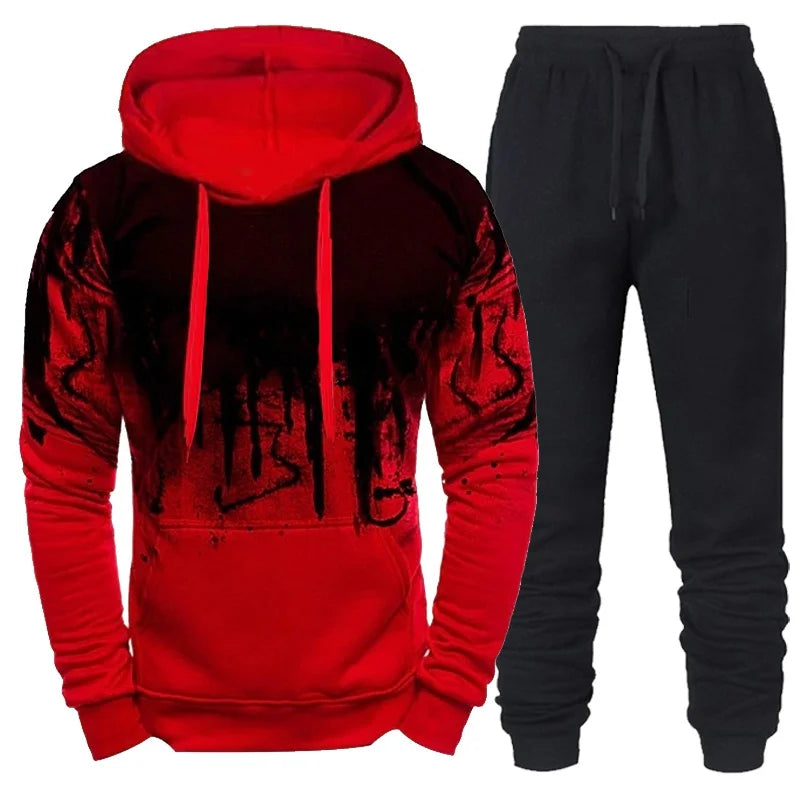 Survêtements à capuche et pantalon CamSolomon pour hommes, vêtements de sport tendance, olympiques de jogging à encre 3D, automne et hiver, ensemble 2 pièces