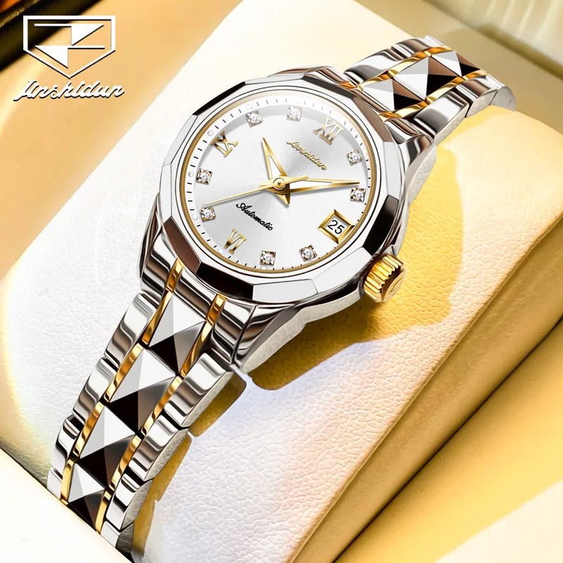 JSDUN nouvelle montre étanche pour femme montre mécanique automatique en acier tungstène de haute qualité pour femme