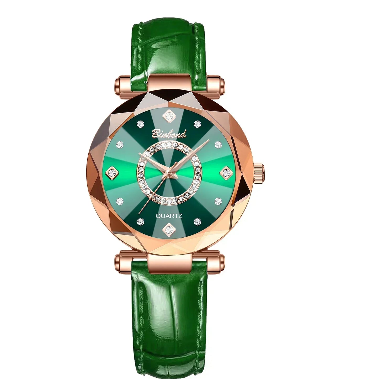montres en acier inoxydable bande montres à Quartz vert montres