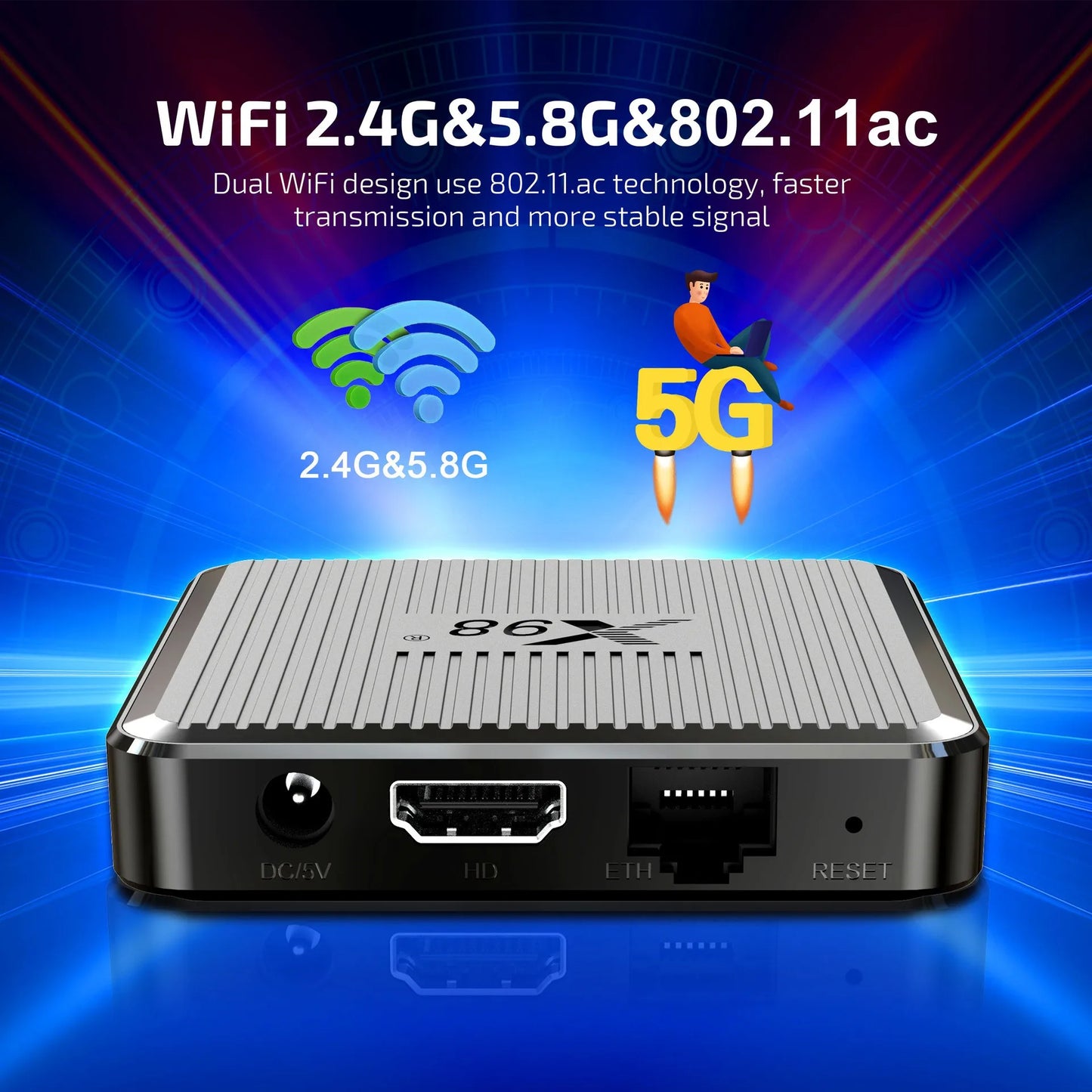X98Q Smart TV Box AV1 Amlogic S905W2 4K HD Smart Media Player Set Top Box Android11 2.4G & 5G Dual WiFi X98Q TV Box 1+8GB 2+16GB