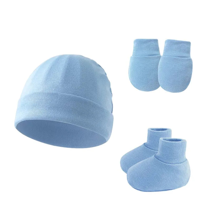 Ensemble bonnets et chaussettes en coton pour nouveau-né, bonnet coupe-vent, bonnet chaud, bonnet turban solide, bonnets désossés pour bébé, 0-6M, printemps et automne