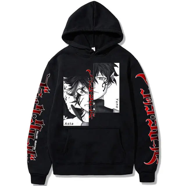 Sweat-shirt à capuche avec emblème de l'escouade de taureaux noirs, dessin animé Yami Asta, chevaliers magiques, pour hommes et femmes, décontracté, Harajuku, Streetwear