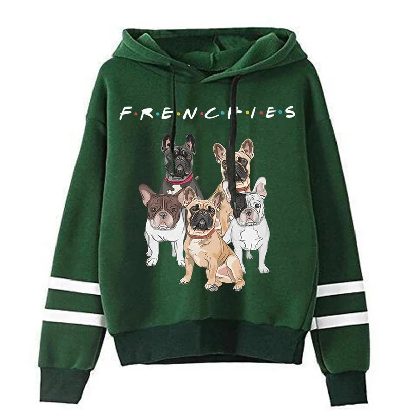 Kawaii bouledogue français sweats à capuche décontracté mode hommes vêtements haute rue sweat ample pour les femmes coréen drôle pull chien à capuche