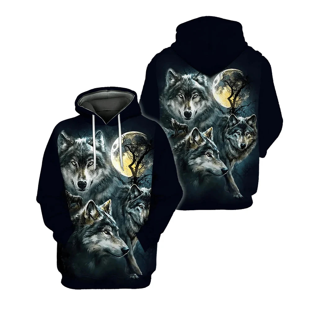 Sweat à capuche Animal Wolf imprimé en 3D pour hommes, sweat à capuche décontracté, vêtements à la mode, quatre saisons, nouveau, 2024