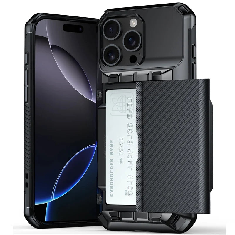 Coque de téléphone avec support de portefeuille coulissant