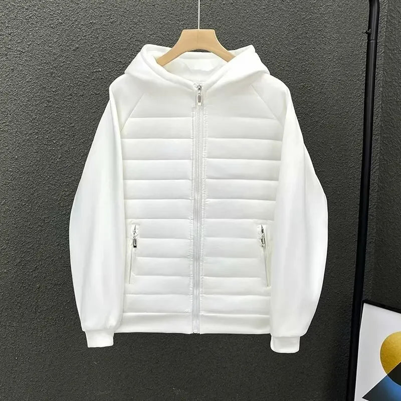 Veste d'hiver à capuche pour hommes, rembourrée en coton, décontractée, légère, bord couvert, veste de Couple, Parkas de Style ample