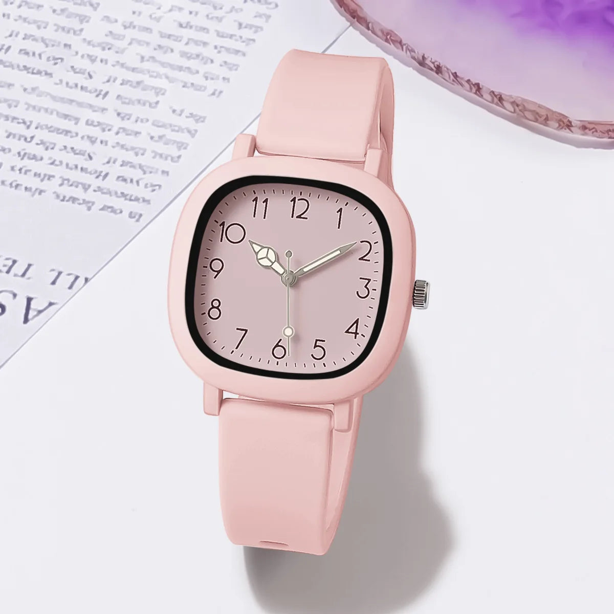 Montre à quartz avec bracelet en silicone, boîtier carré, schème de couleurs MSI,