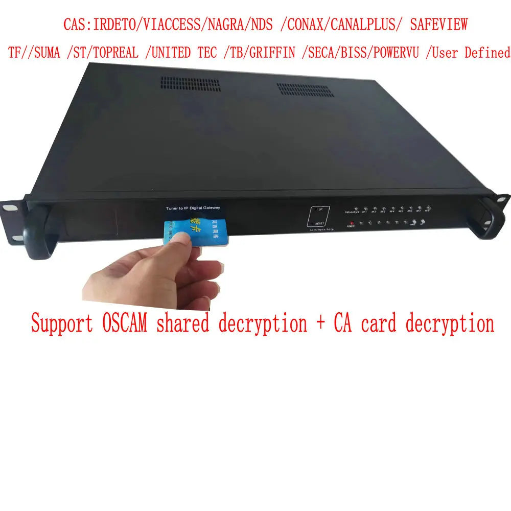 Tuner vers IP OSCAM CA DVB-S2 DVB-T T2 DVB-C ISDBT UDP HTTP RTSP récepteur de flux de passerelle numérique 8 canaux RF vers IP IRD