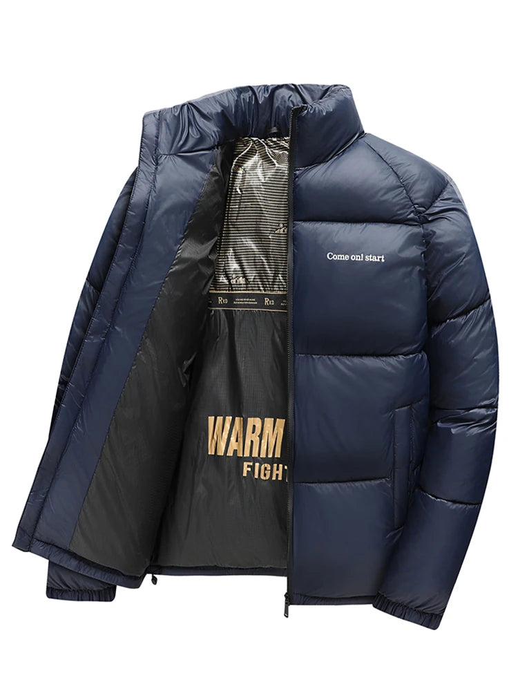 2025 nouvelle veste d'hiver hommes épaissir Parka décontractée coupe ajustée vêtements d'extérieur imperméable chaud couleur unie vêtements d'extérieur col montant manteau
