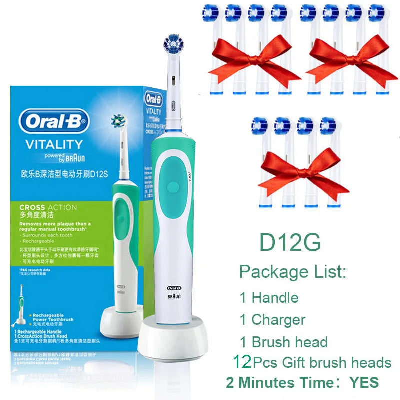 Oral B brosse à dents électrique Rotation nettoyage Oral 3D dent blanche adulte vitalité brosse à dents charge inductive + tête de brosse cadeau