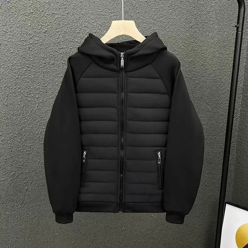 Veste d'hiver à capuche pour hommes, rembourrée en coton, décontractée, légère, bord couvert, veste de Couple, Parkas de Style ample