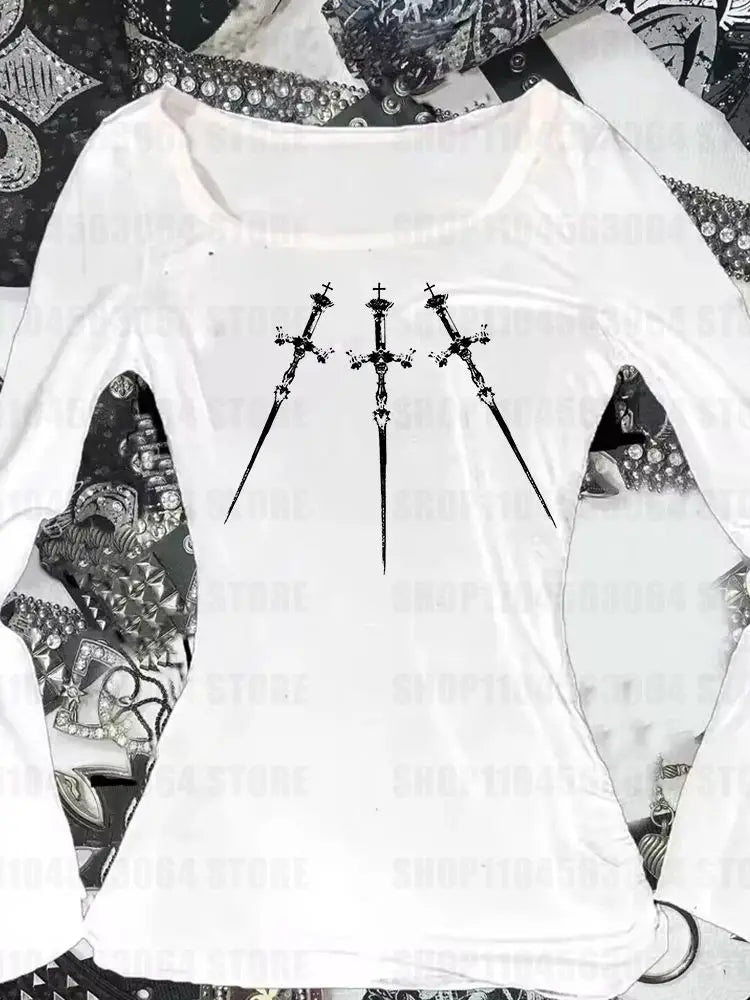 Y2k – T-Shirts avec graphiques gothiques Vintage Harajuku pour femmes, vêtements avec esthétique Harajuku Emo Girl des années 2000