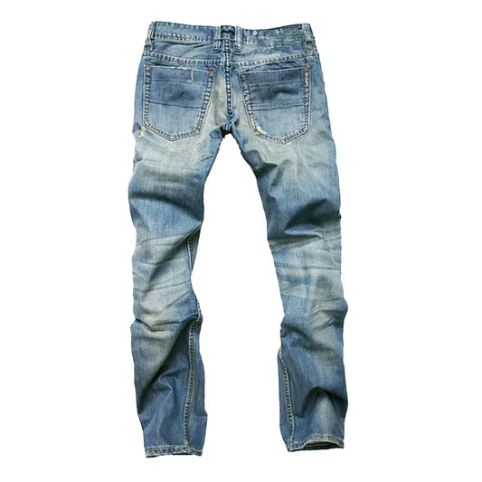 Jean rétro pour hommes, pantalon en Denim, taille moyenne, délavé, droit, Streetwear, Vintage, fermeture éclair, longueur cheville, automne 2025