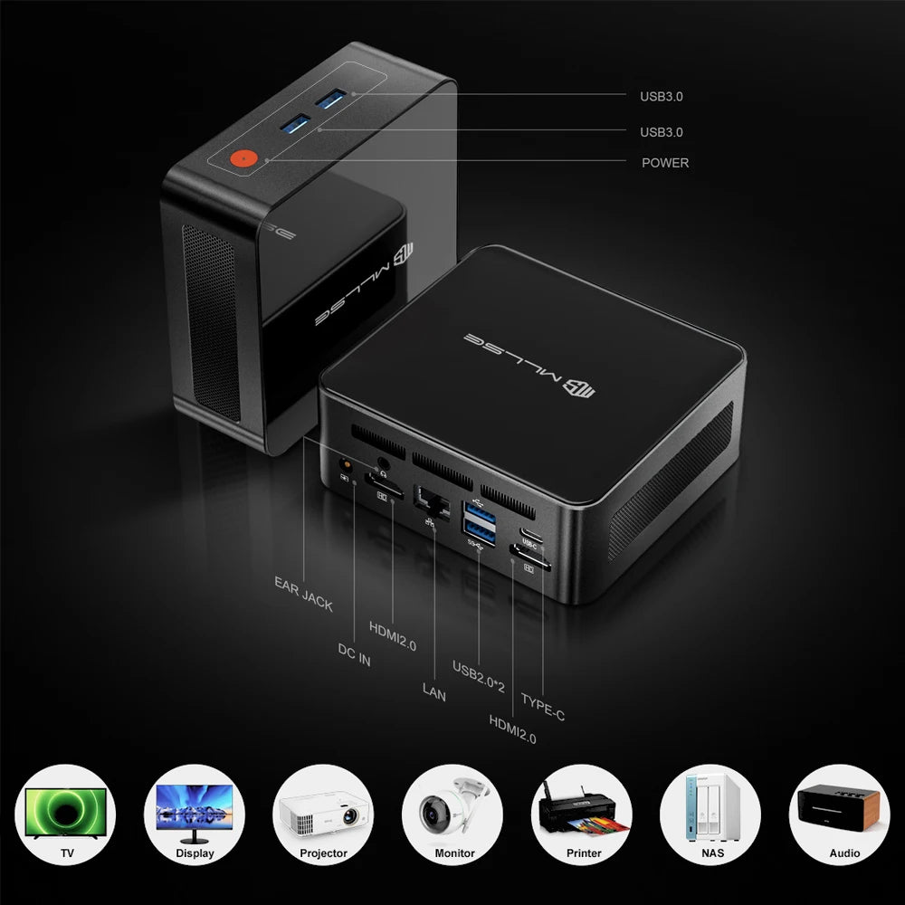 MLLSE G1 Pro Mini PC AMD Ryzen7 5700U DDR4 16GB RAM 512GB SSD WiFi6 BT5.2 Windows 11 Pro Mini ordinateur de bureau travail de jeu
