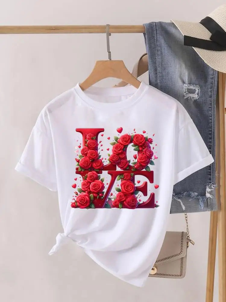 Tendance fleur Style mignon à manches courtes femmes imprimer femme chemise mode vêtements graphiques T-shirts vêtements dame t-shirt décontracté