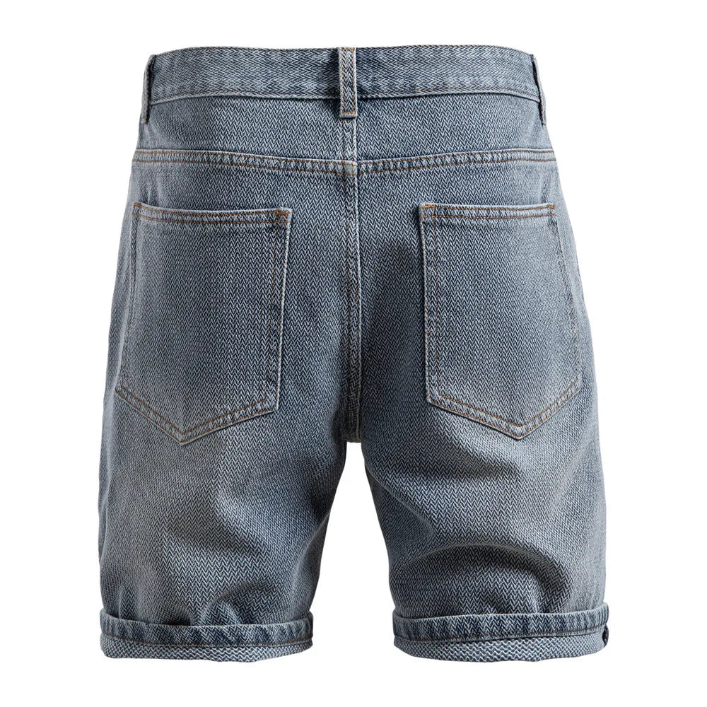 2025 été nouveau short en jean à grain étoile hommes Europe et états-unis rétro pantalon droit short en jean pour hommes EUR2XL
