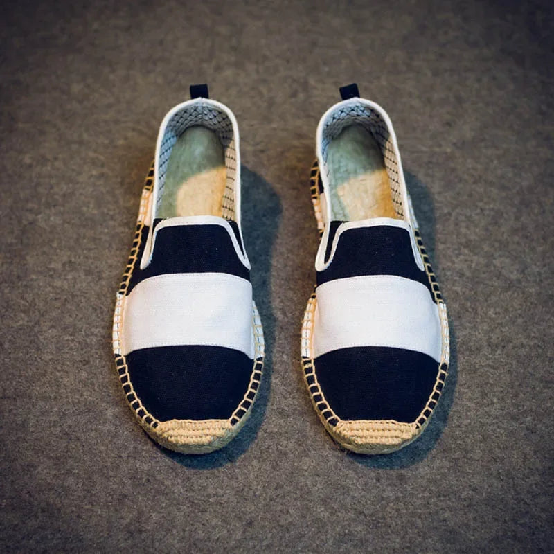 Printemps été hommes chaussures décontractées Slip-on tissu plat respirant pêcheur marque chaussures pour homme rouge noir XZ19